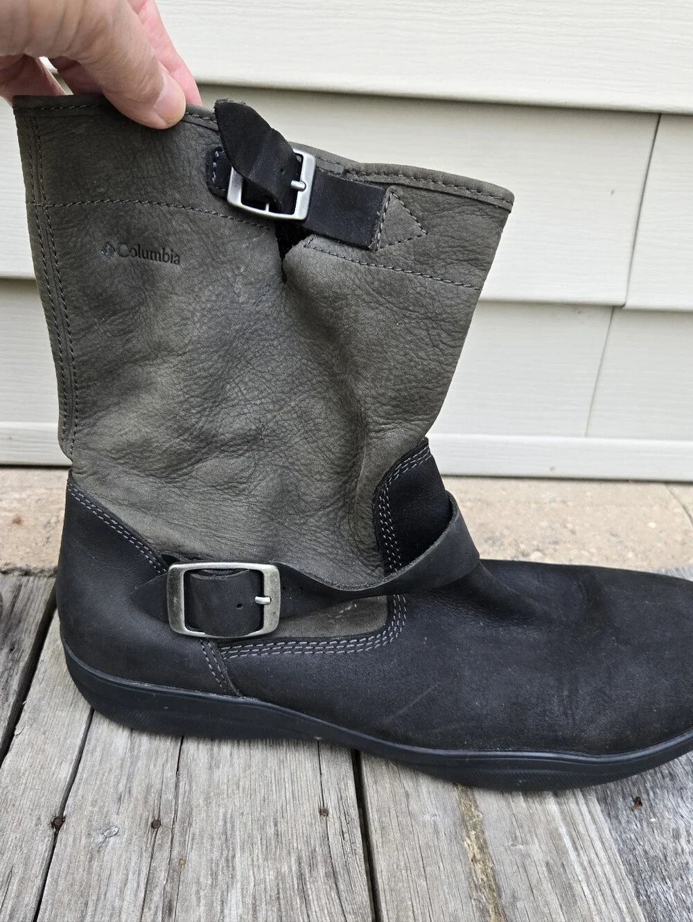 Columbia Pullon Booties Boots Ladies 10 Olive & Black Suede